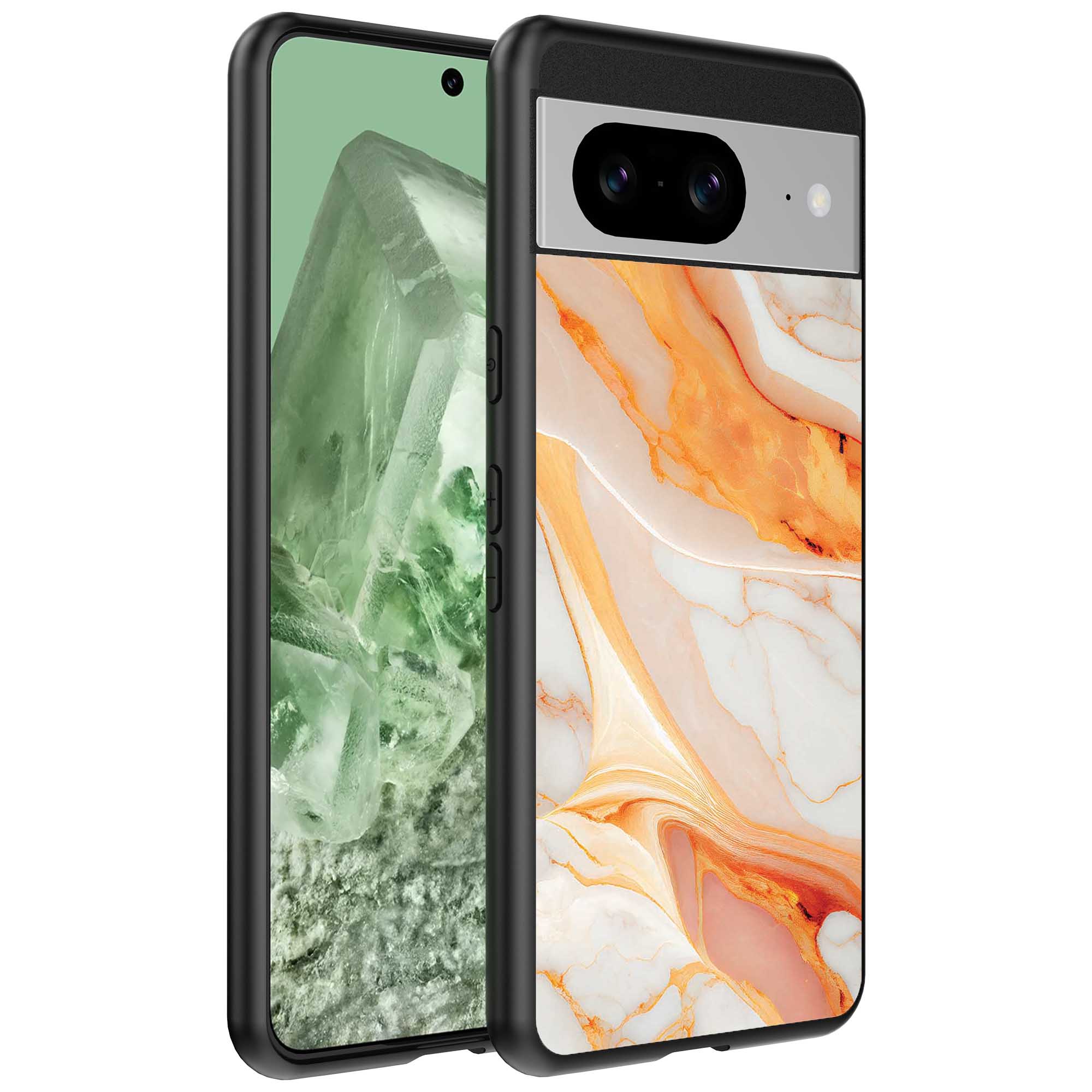 oranje marmer opdruk_Google Pixel 8 telefoonhoesje (1)