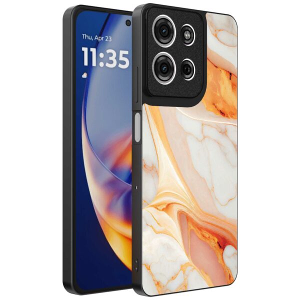 oranje marmer opdruk_Motorola Edge 50 Neo telefoonhoesje (1)