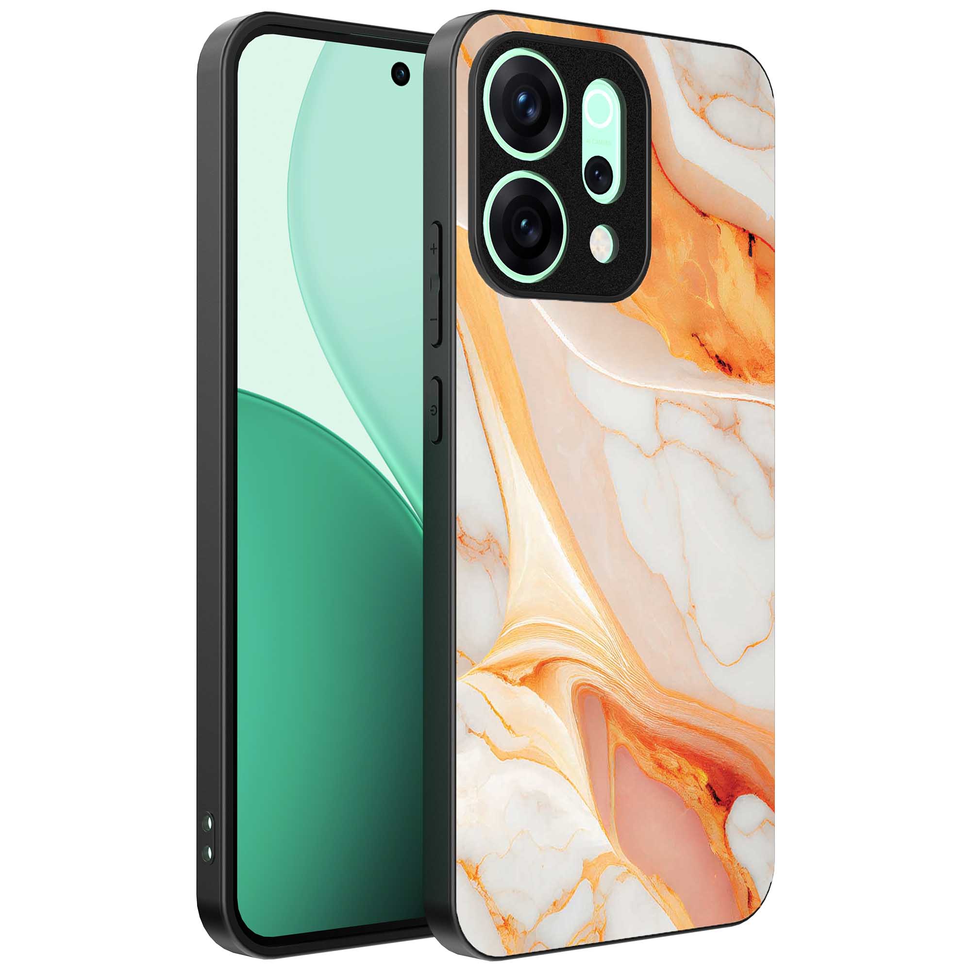 oranje marmer opdruk_Oppo Reno 14 telefoonhoesje (1)