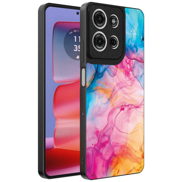 regenboog acryl marmer opdruk_Motorola Edge 50 Pro telefoonhoesje (1)