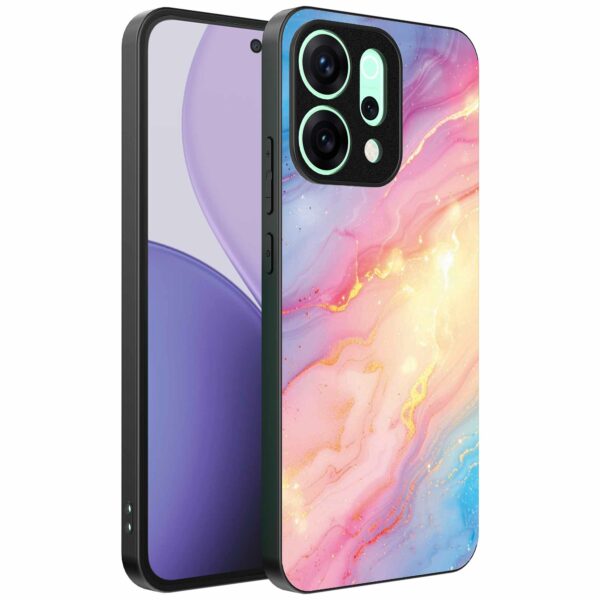 regenboog glitter marmer opdruk_Oppo Reno 14 Pro telefoonhoesje (1)