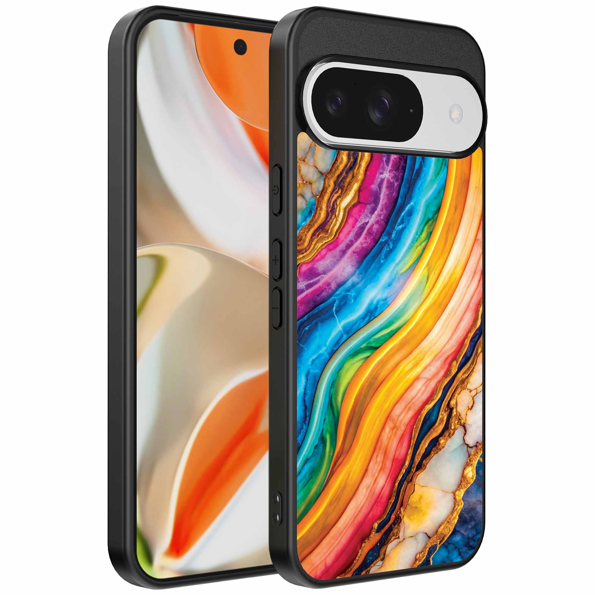 regenboog goud marmer opdruk_Google Pixel 9 Pro XL telefoonhoesje (1)