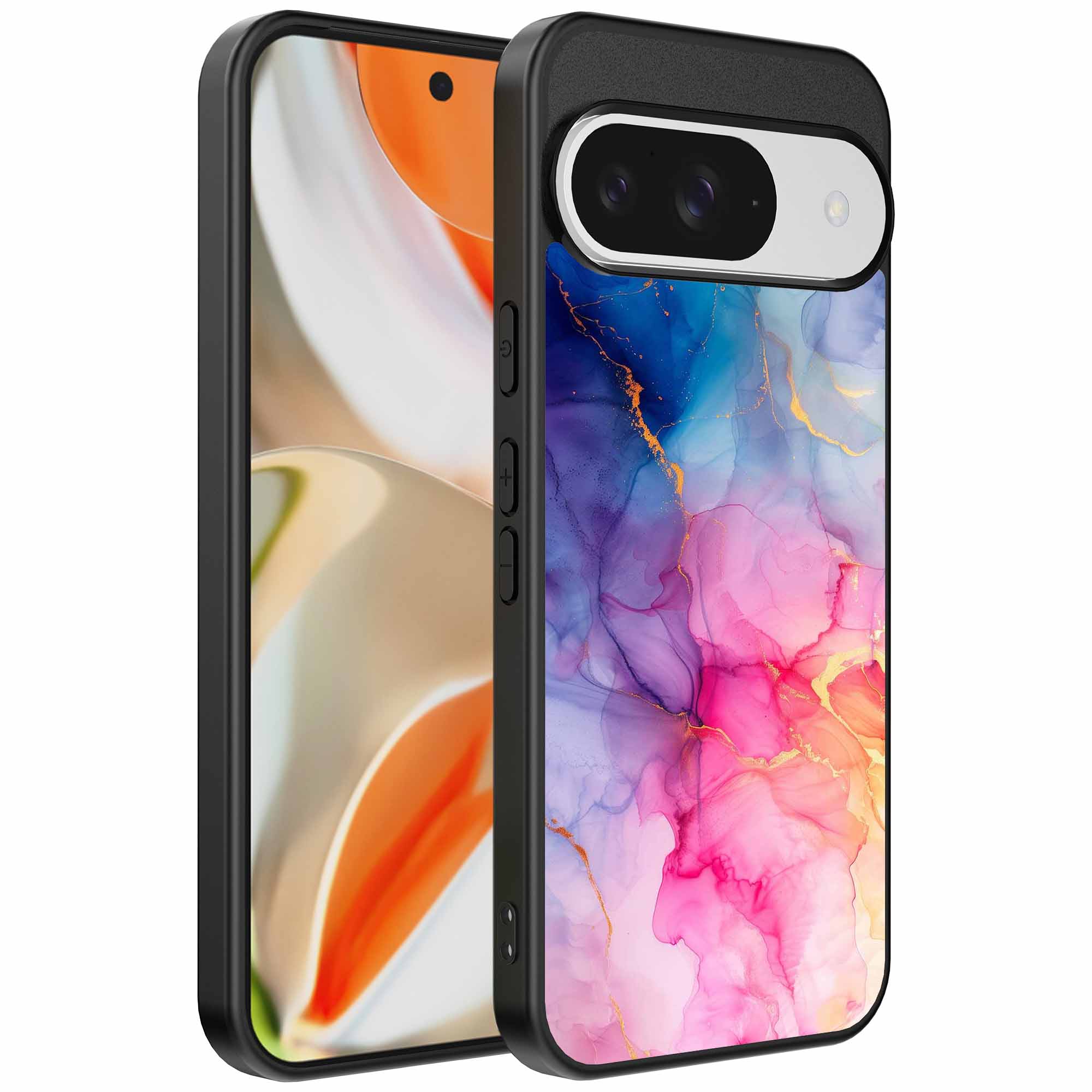 regenboog marmer opdruk_Google Pixel 9 Pro XL telefoonhoesje (1)