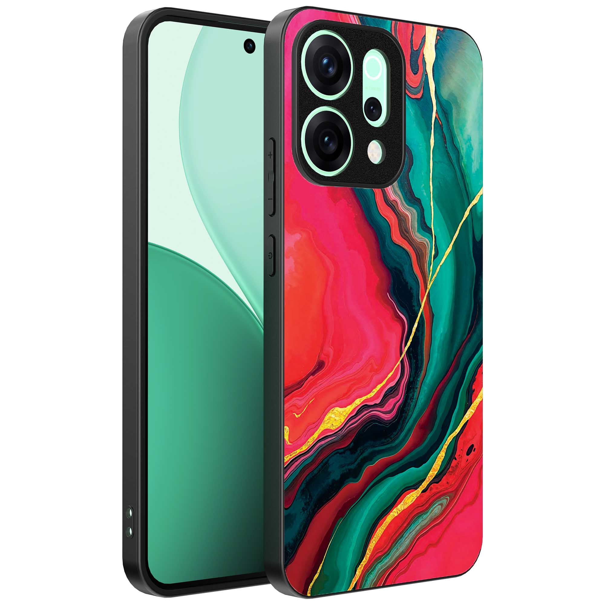 rood groen marmer opdruk_Oppo Reno 14 telefoonhoesje (1)