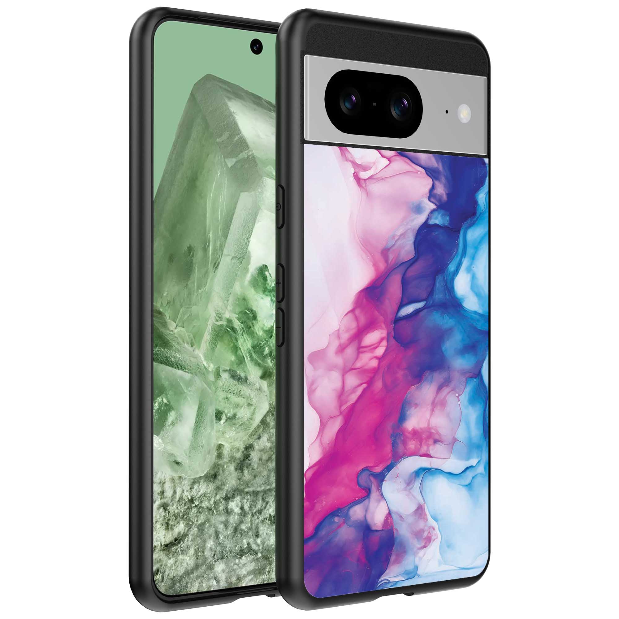 roze blauw marmer opdruk_Google Pixel 8 telefoonhoesje (1)