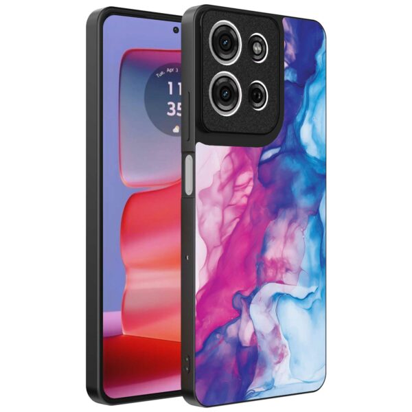 roze blauw marmer opdruk_Motorola Edge 50 Pro telefoonhoesje (1)