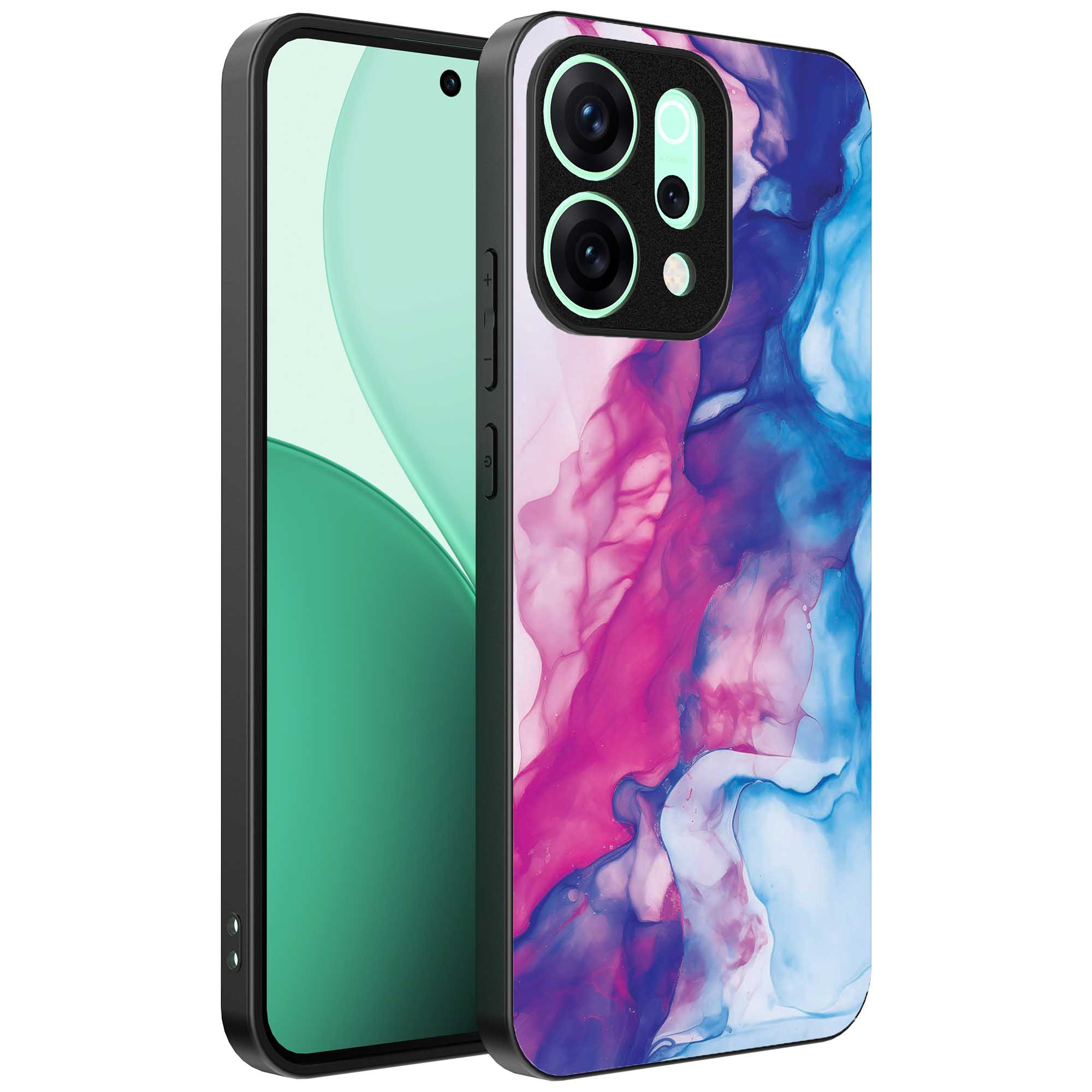 roze blauw marmer opdruk_Oppo Reno 14 telefoonhoesje (1)