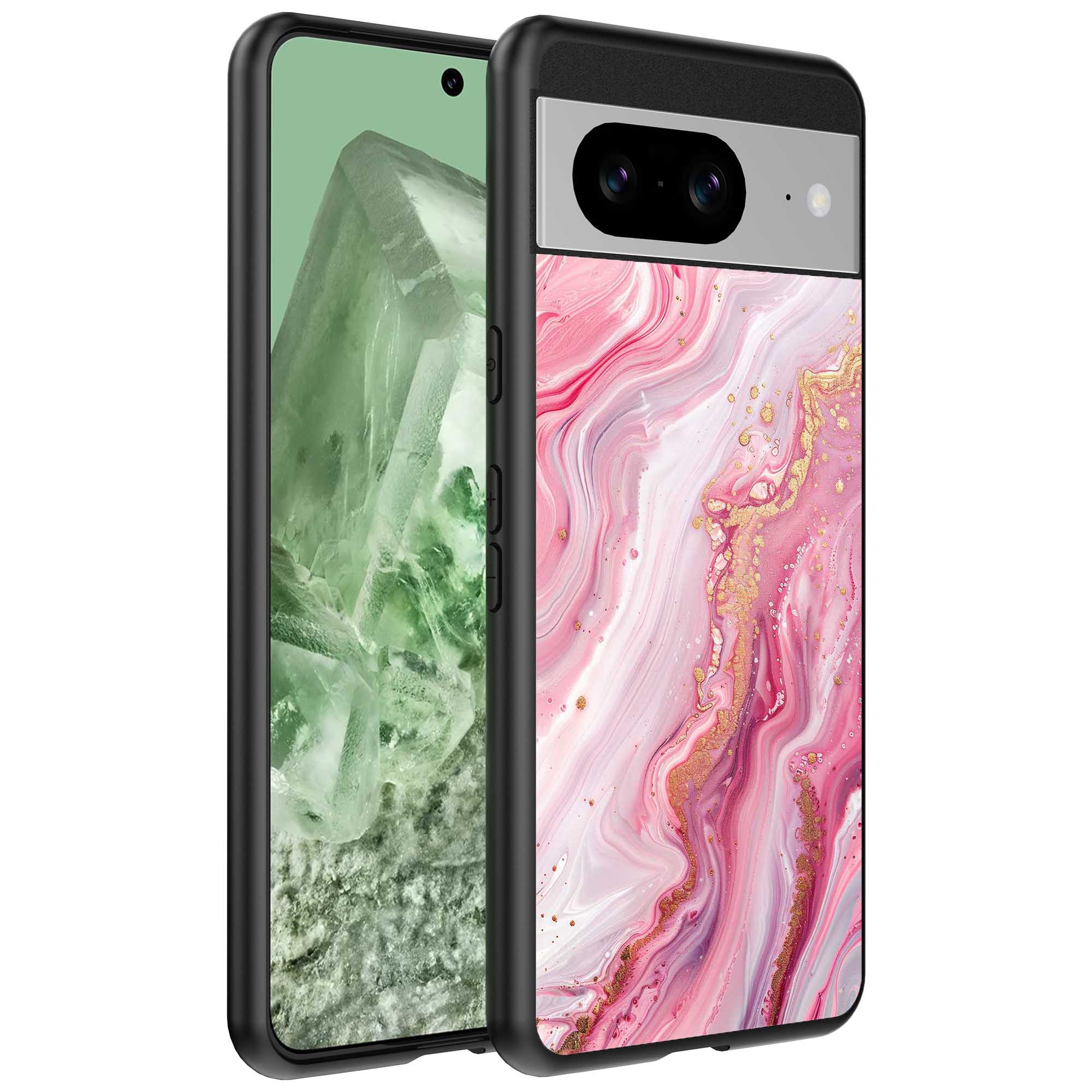 roze marmer opdruk_Google Pixel 8 telefoonhoesje (1)