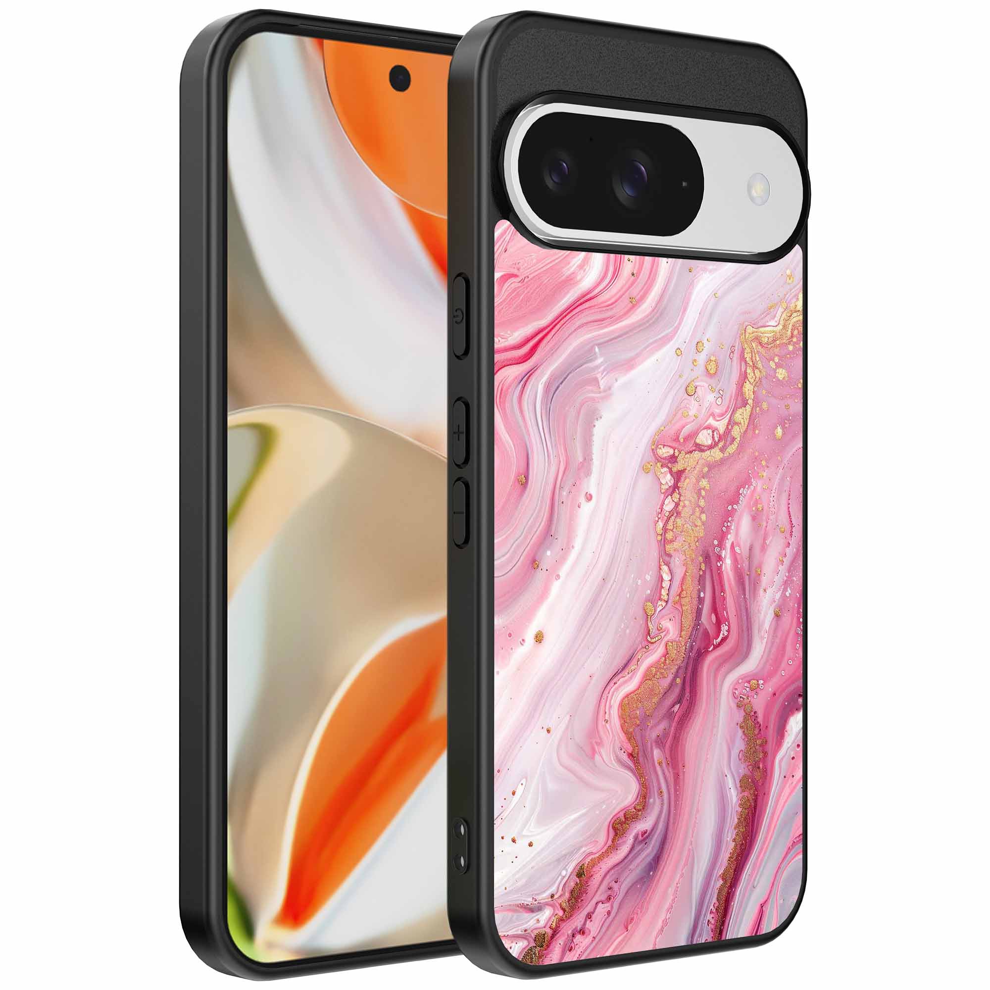 roze marmer opdruk_Google Pixel 9 Pro XL telefoonhoesje (1)