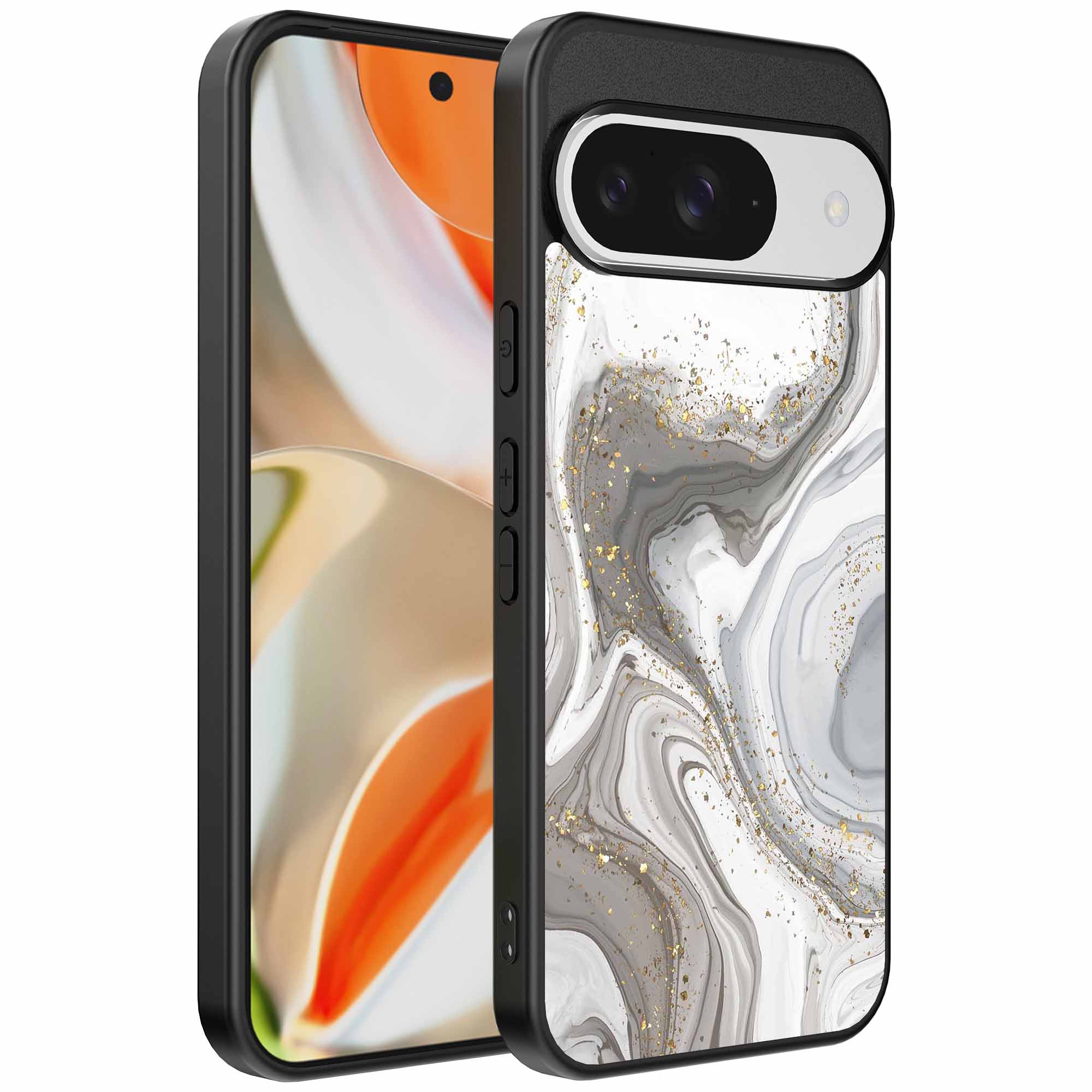 zilver marmer opdruk_Google Pixel 9 Pro XL telefoonhoesje (1)