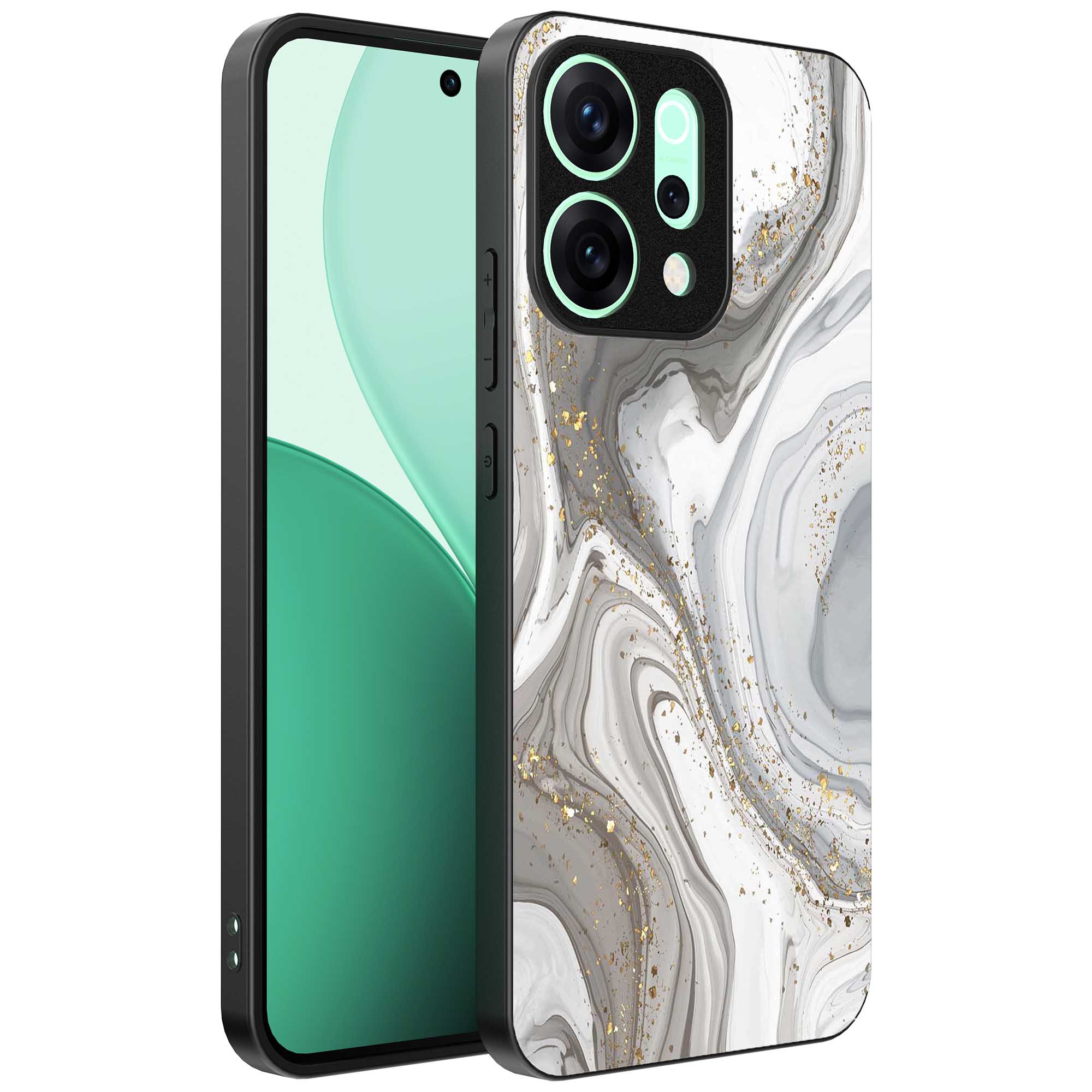 zilver marmer opdruk_Oppo Reno 14 telefoonhoesje (1)