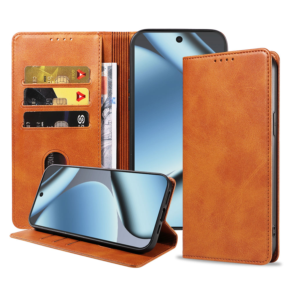 Google Pixel 10 Pro telefoonhoesje leer met magnetische sluiting en pasjeshouder (1)