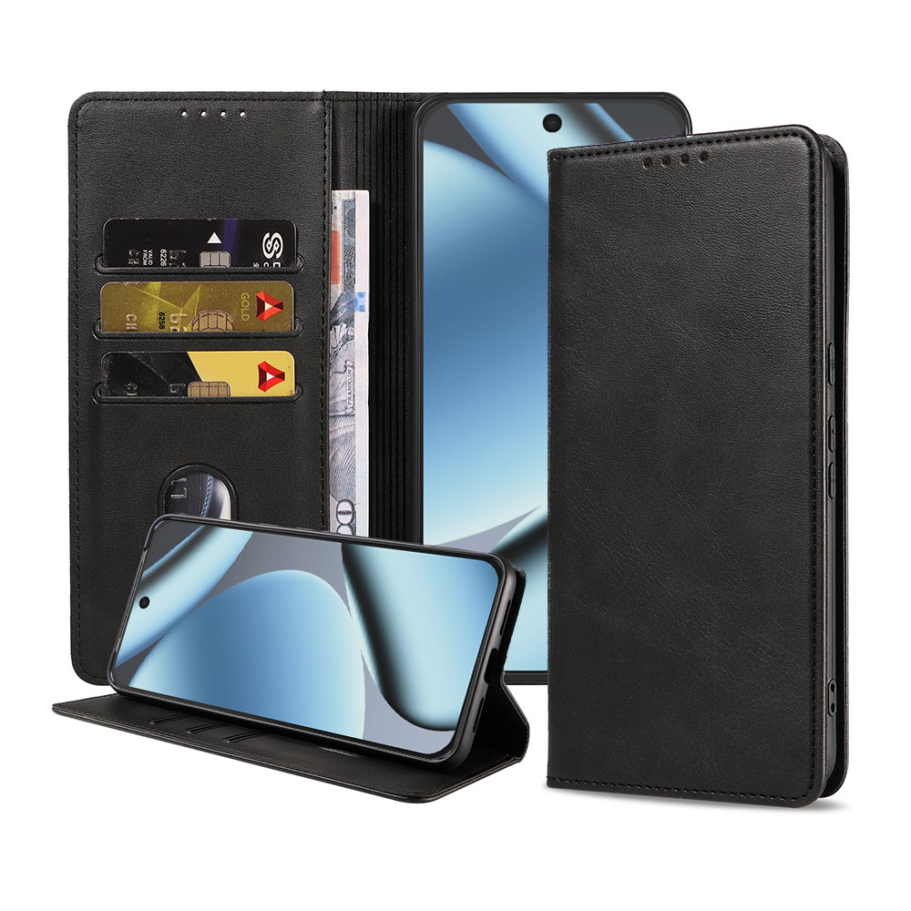 Google Pixel 10 Pro telefoonhoesje leer met magnetische sluiting en pasjeshouder (1)