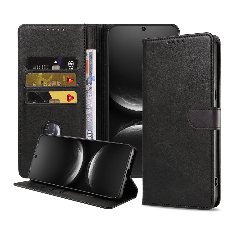 Huawei Mate 70 telefoonhoesje leer met magnetisch lipje en pasjeshouder (1)