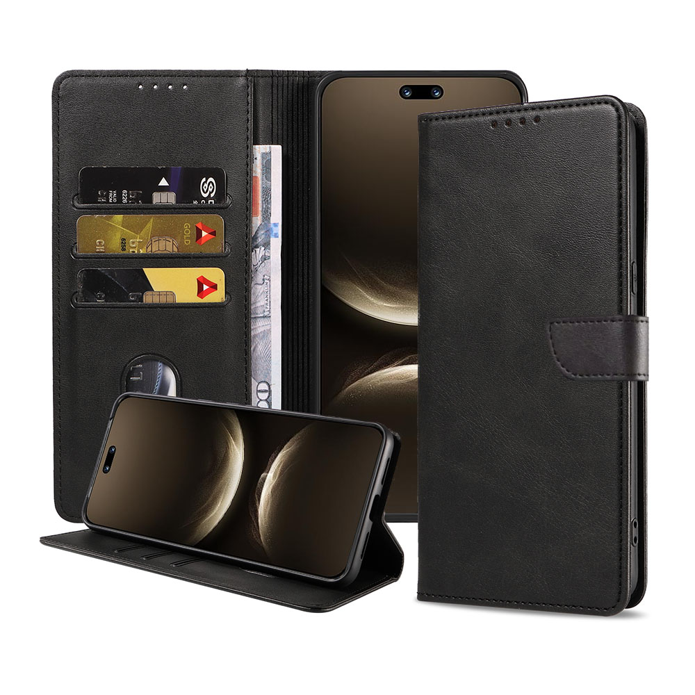 Huawei Nova 14 Pro telefoonhoesje leer met magnetisch lipje en pasjeshouder (1)