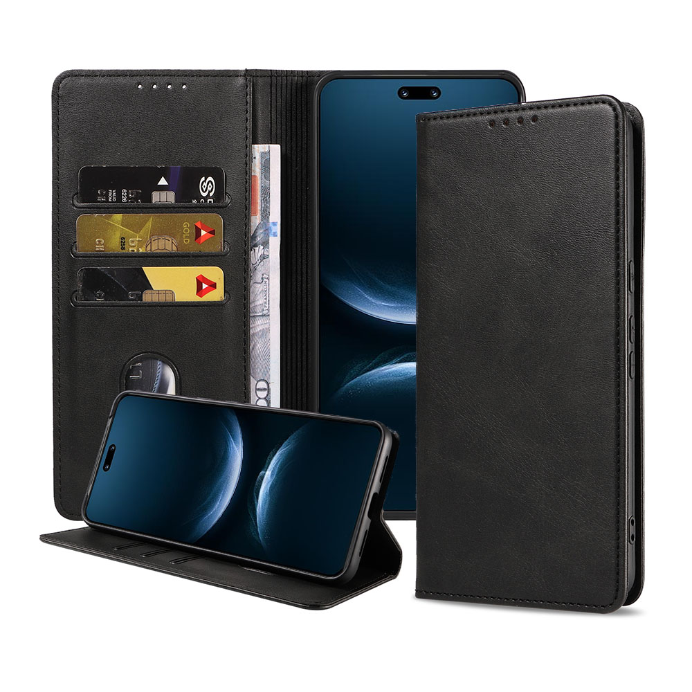 Huawei Nova 14 Pro telefoonhoesje leer met magnetische sluiting en pasjeshouder (1)