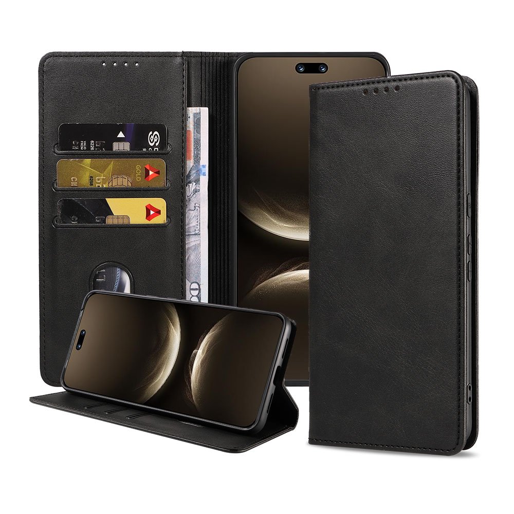 Huawei Nova 14 Ultra telefoonhoesje leer met magnetische sluiting en pasjeshouder (1)