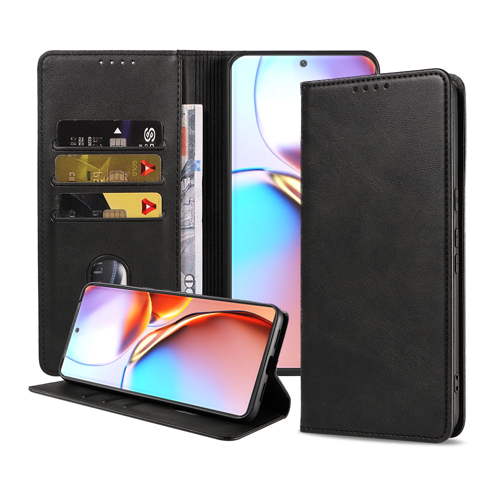 Motorla Edge 40 Pro telefoonhoesje leer met magnetische sluiting en pasjeshouder (1)