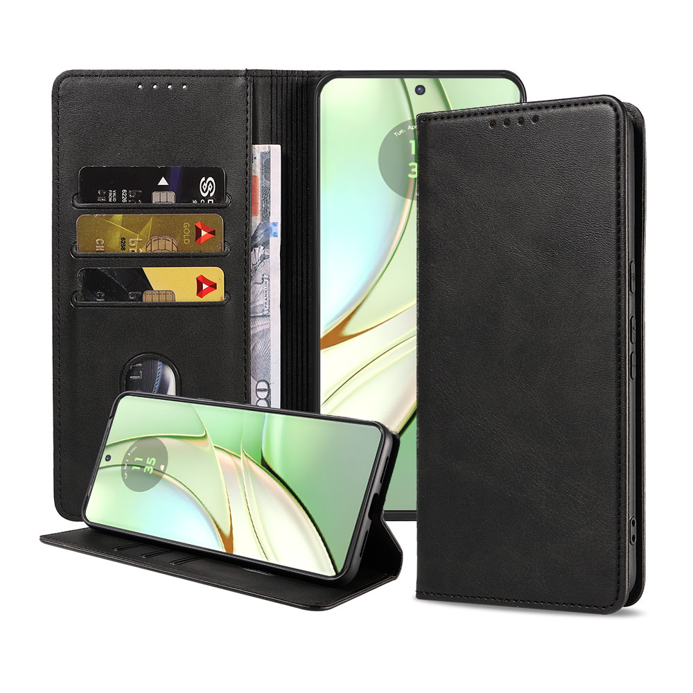 Motorla Edge 40 telefoonhoesje leer met magnetische sluiting en pasjeshouder (1)