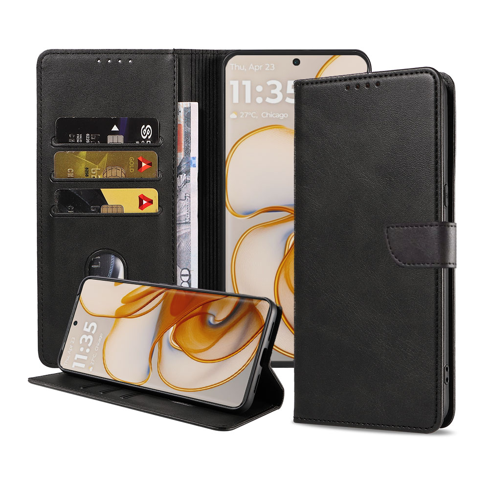 Motorla Edge 50 telefoonhoesje leer met magnetische sluiting en pasjeshouder (1)