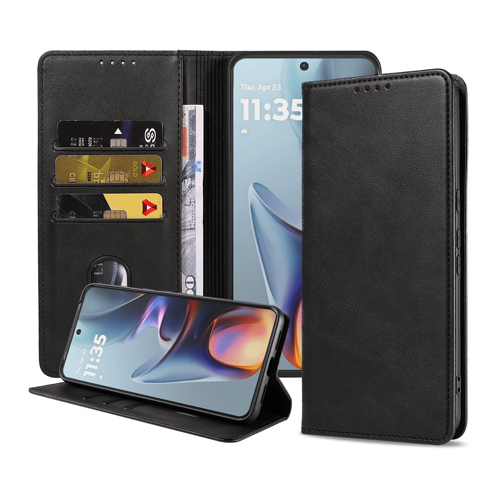 Motorla Moto E15-G05 telefoonhoesje leer met magnetische sluiting en pasjeshouder (1)