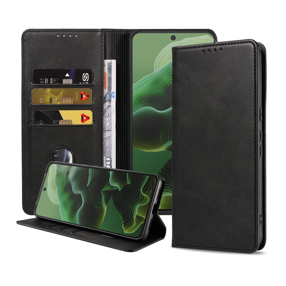 Motorla Moto G35 telefoonhoesje leer met magnetische sluiting en pasjeshouder (1)