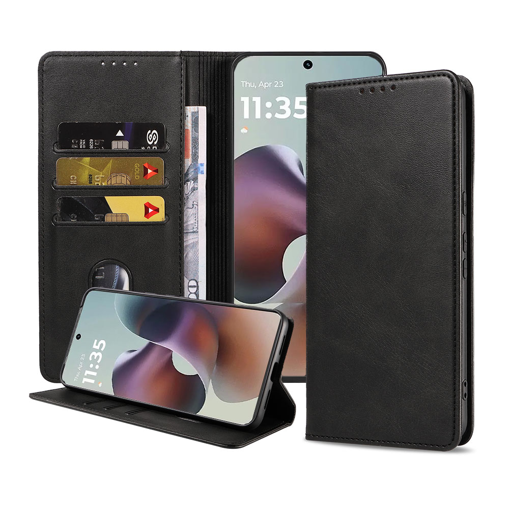 Motorla Moto G56 telefoonhoesje leer met magnetische sluiting en pasjeshouder (1)