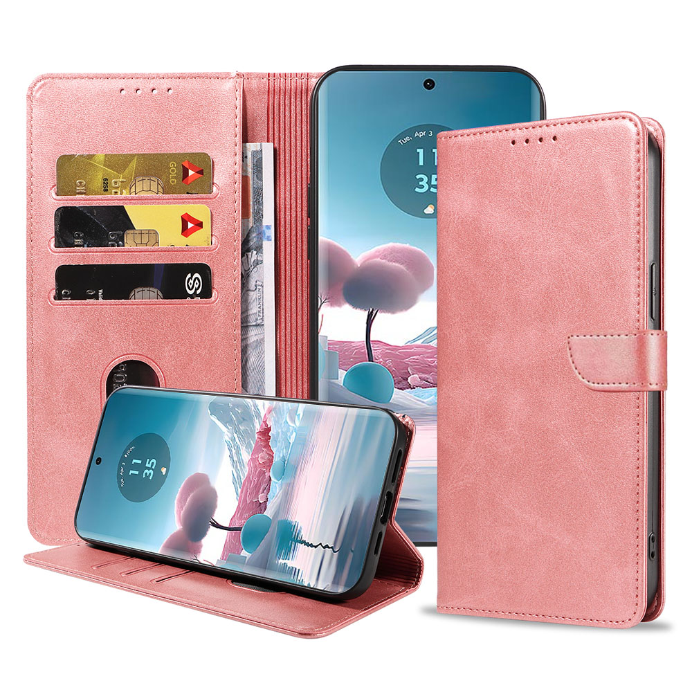 Motorola Edge 40 Neo telefoonhoesje leer met magnetisch lipje en pasjeshouder (1)