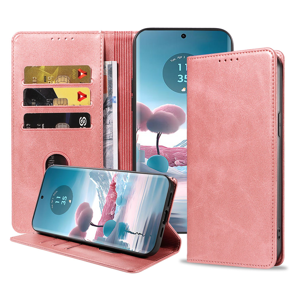 Motorola Edge 40 Neo telefoonhoesje leer met magnetische sluiting en pasjeshouder (1)