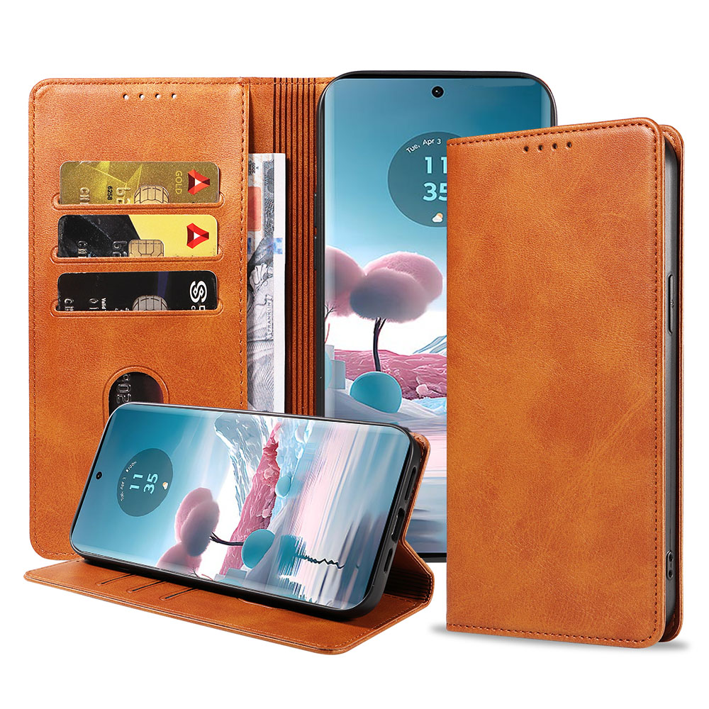 Motorola Edge 40 Neo telefoonhoesje leer met magnetische sluiting en pasjeshouder (1)