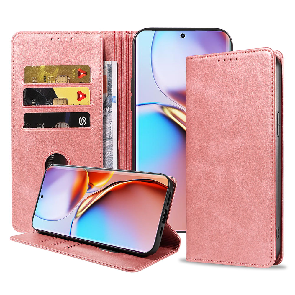 Motorola Edge 40 Pro telefoonhoesje leer met magnetische sluiting en pasjeshouder (1)