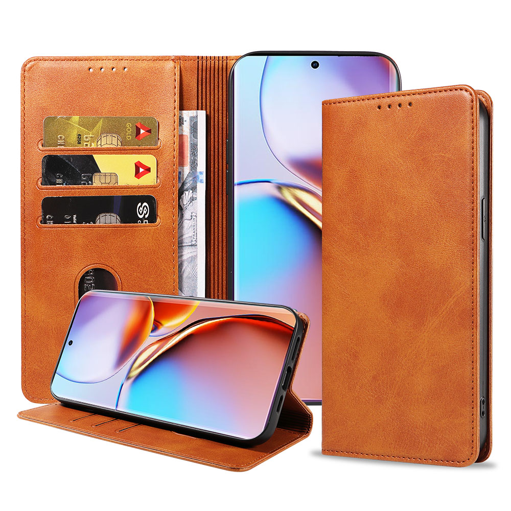 Motorola Edge 40 Pro telefoonhoesje leer met magnetische sluiting en pasjeshouder (1)