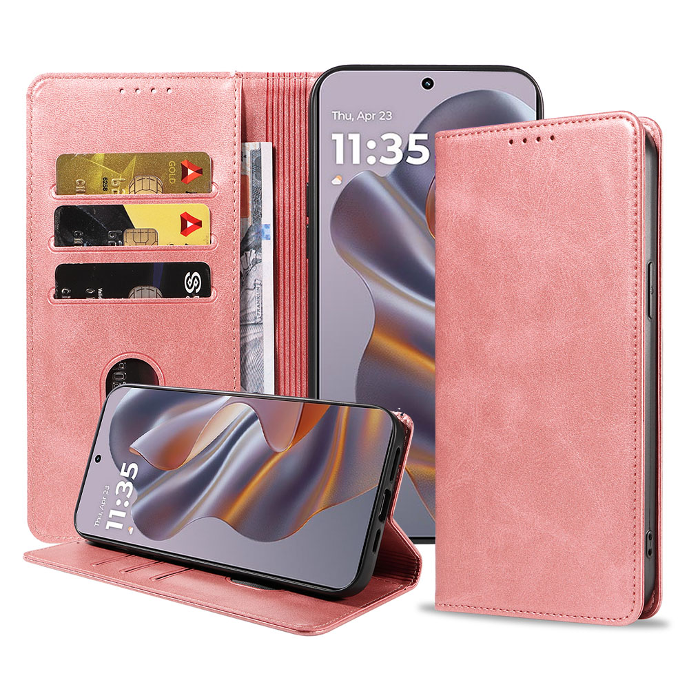 Motorola Edge 50 Neo telefoonhoesje leer met magnetische sluiting en pasjeshouder (1)