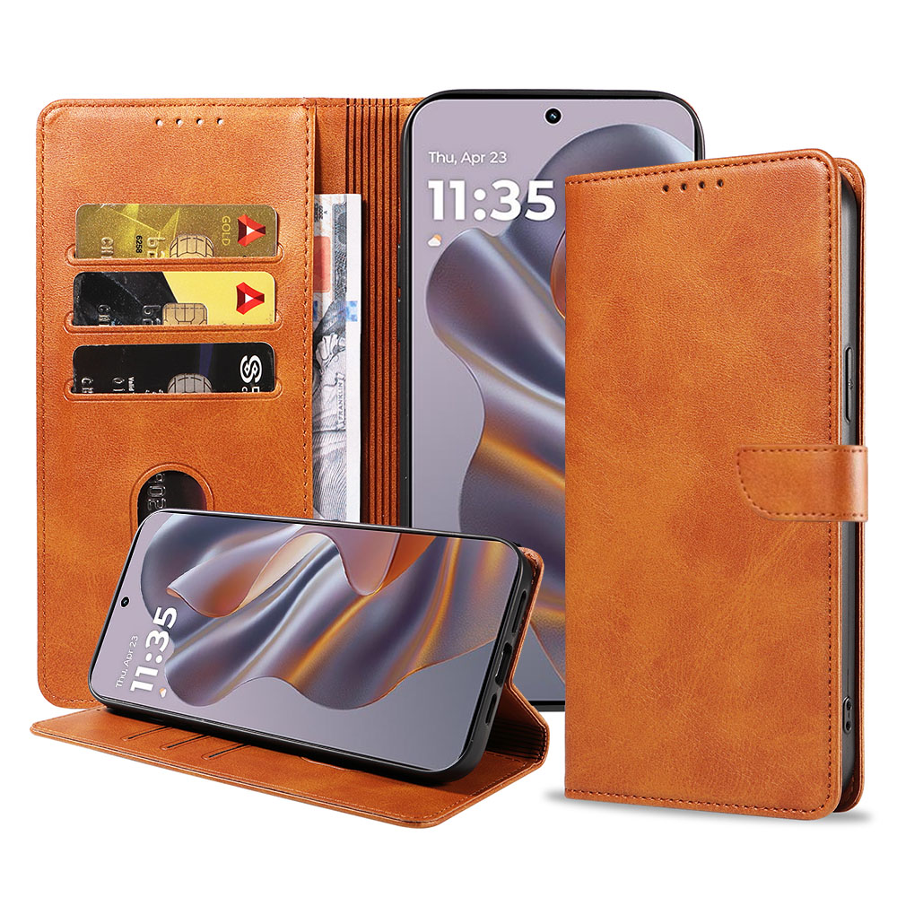 Motorola Edge 50 Neo telefoonhoesje leer met magnetische sluiting en pasjeshouder (1)