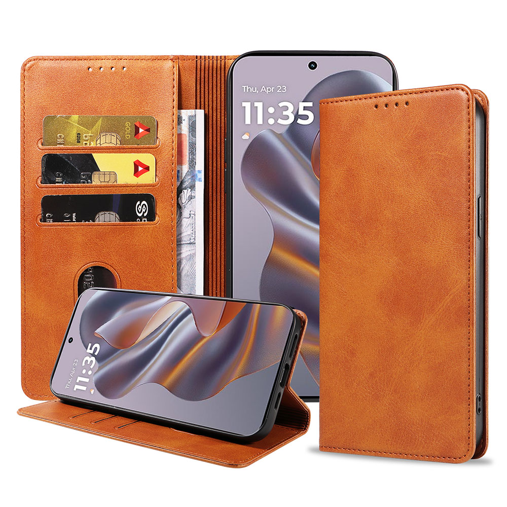 Motorola Edge 50 Neo telefoonhoesje leer met magnetische sluiting en pasjeshouder (1)