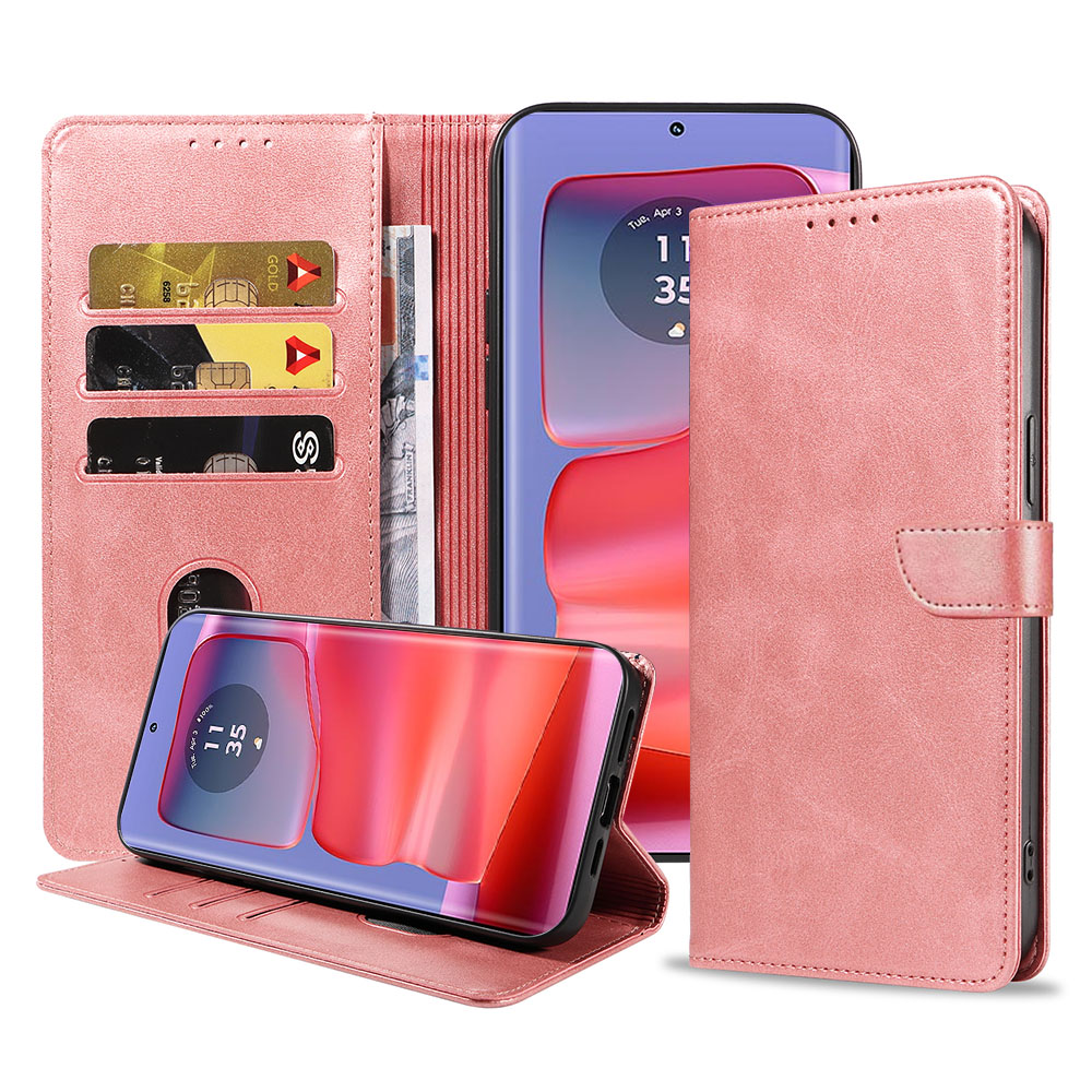 Motorola Edge 50 Pro telefoonhoesje leer met magnetisch lipje en pasjeshouder (1)