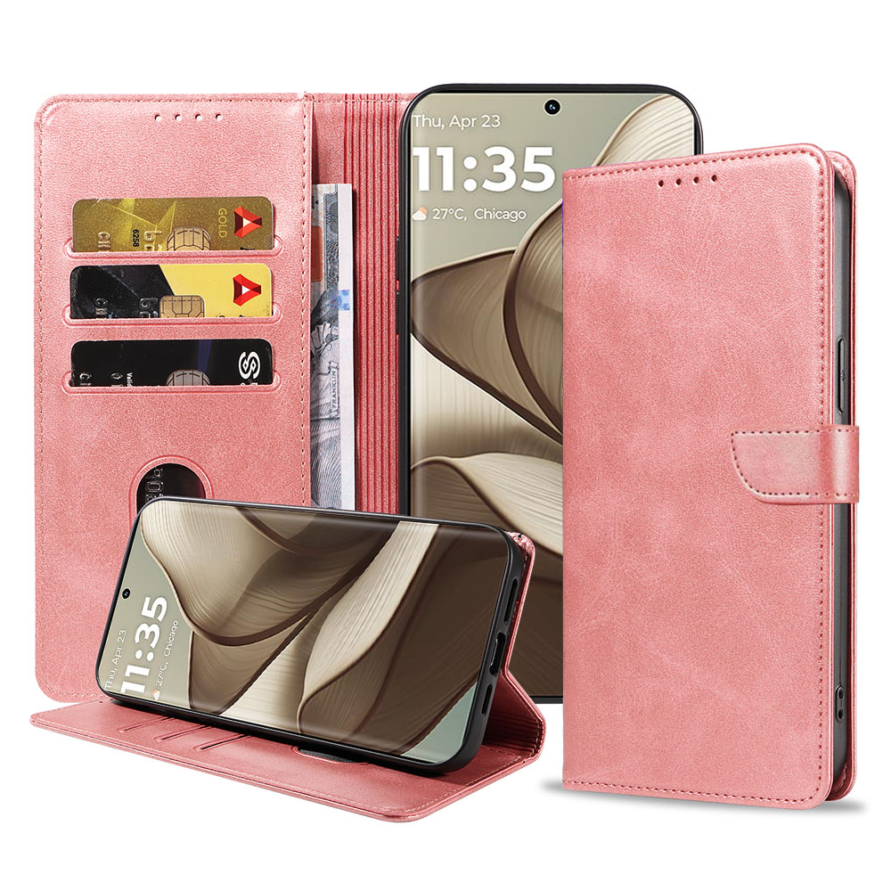 Motorola Edge 50 telefoonhoesje leer met magnetisch lipje en pasjeshouder (1)