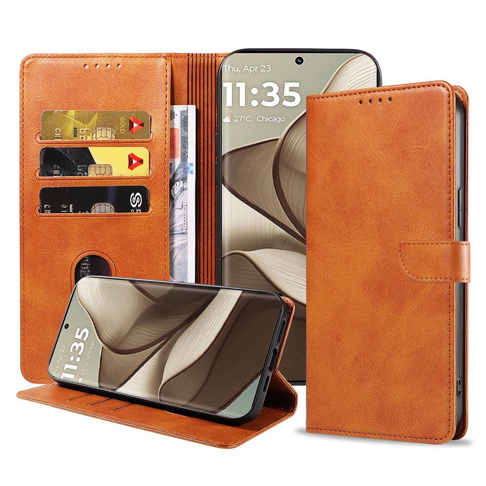 Motorola Edge 50 telefoonhoesje leer met magnetische sluiting en pasjeshouder (1)