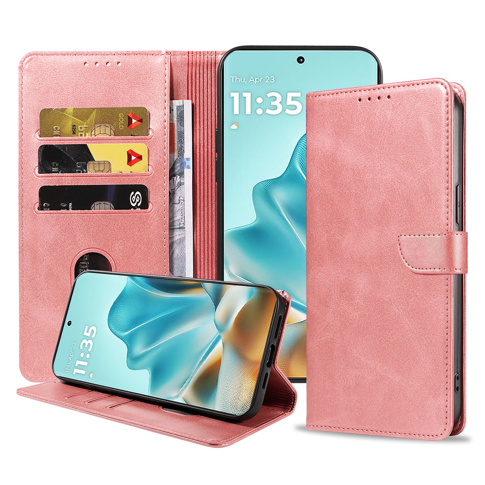 Motorola Edge 60 Fusion telefoonhoesje leer met magnetisch lipje en pasjeshouder (1)