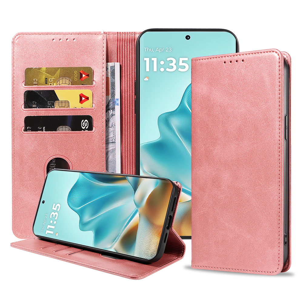 Motorola Edge 60 Fusion telefoonhoesje leer met magnetische sluiting en pasjeshouder (1)