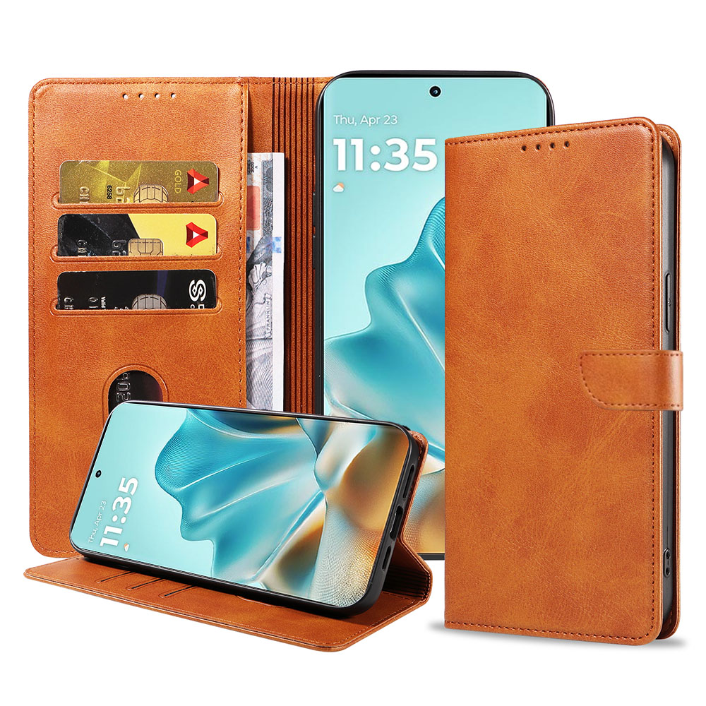 Motorola Edge 60 Fusion telefoonhoesje leer met magnetische sluiting en pasjeshouder (1)