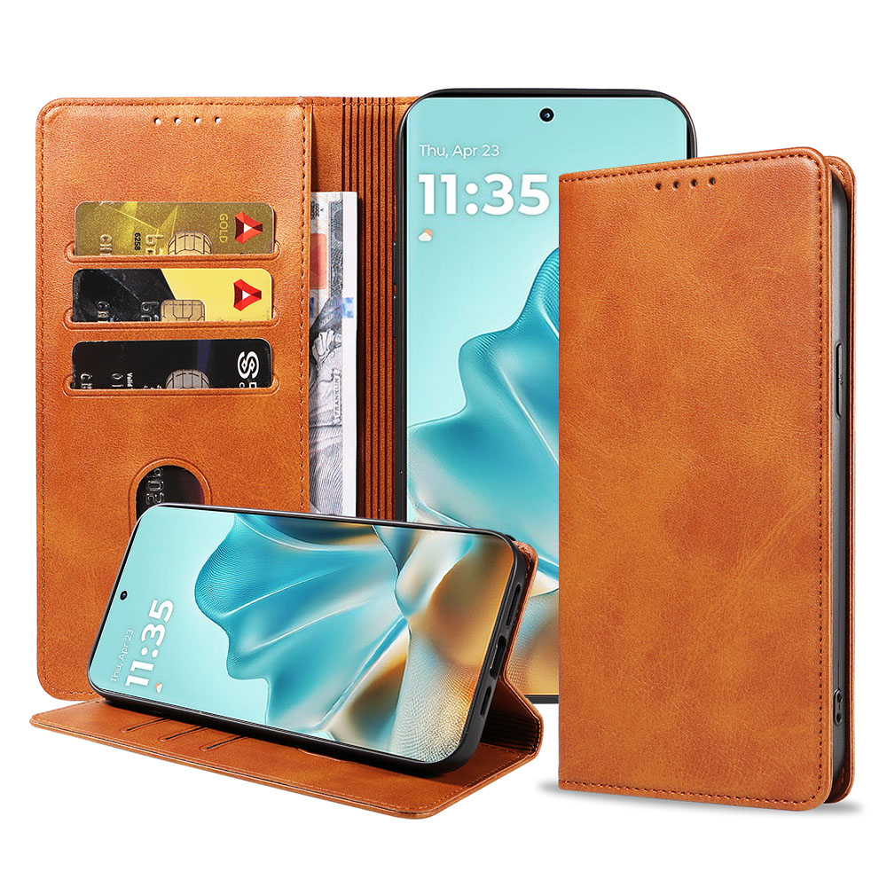 Motorola Edge 60 Fusion telefoonhoesje leer met magnetische sluiting en pasjeshouder (1)