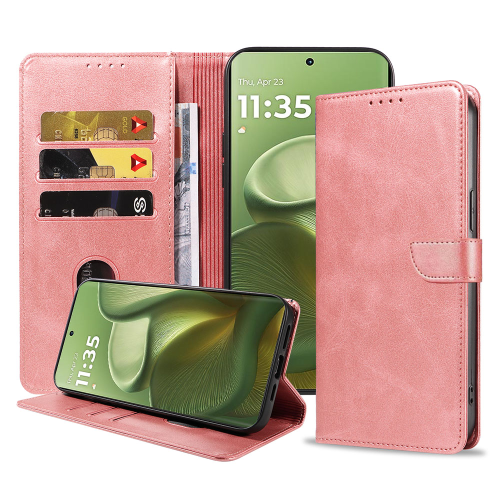 Motorola Edge 60 telefoonhoesje leer met magnetisch lipje en pasjeshouder (1)