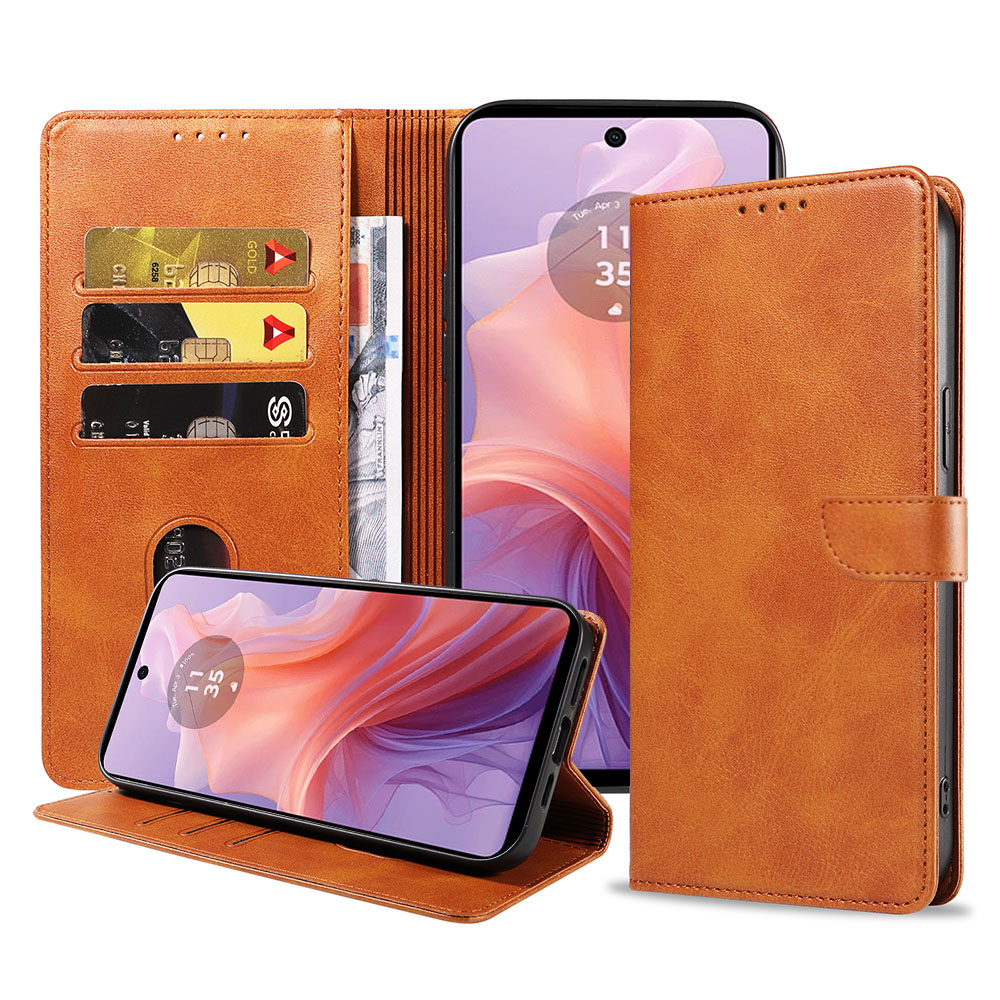 Motorola Moto E14 G04 telefoonhoesje leer met magnetische sluiting en pasjeshouder (1)