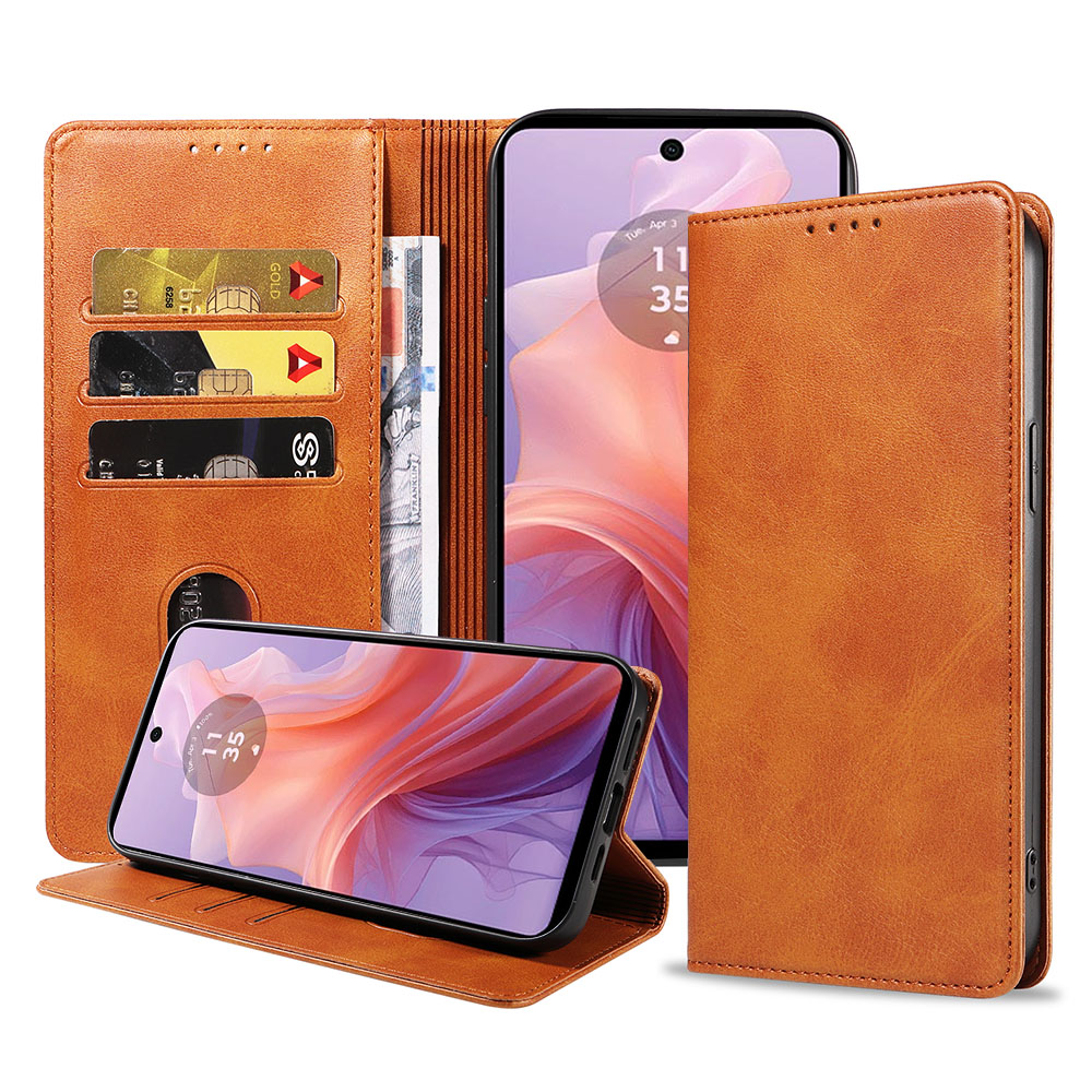 Motorola Moto E14 G04 telefoonhoesje leer met magnetische sluiting en pasjeshouder (1)