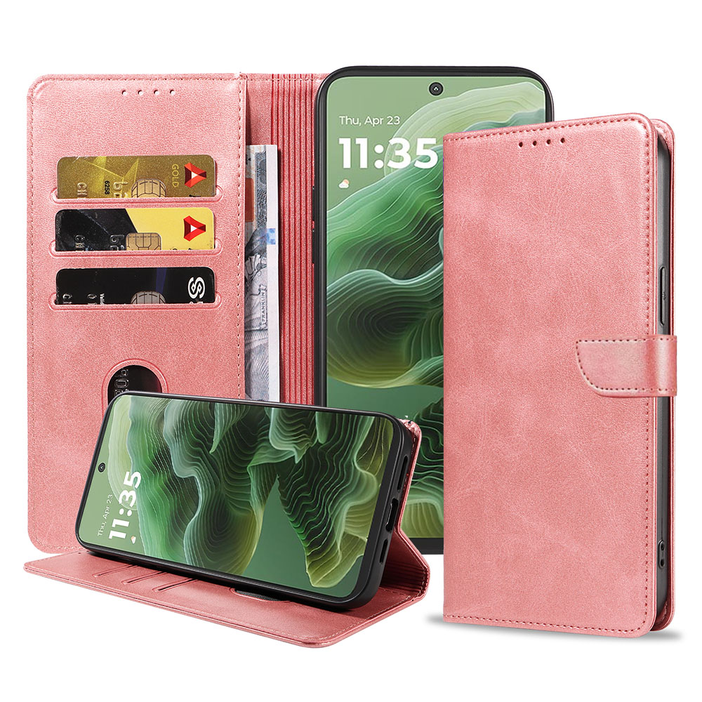 Motorola Moto G35 telefoonhoesje leer met magnetisch lipje en pasjeshouder (1)