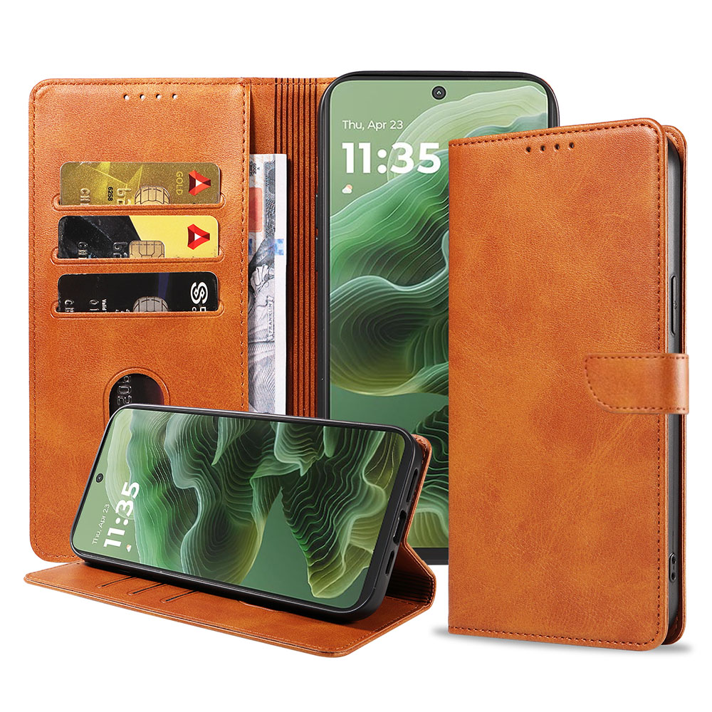 Motorola Moto G35 telefoonhoesje leer met magnetische sluiting en pasjeshouder (1)