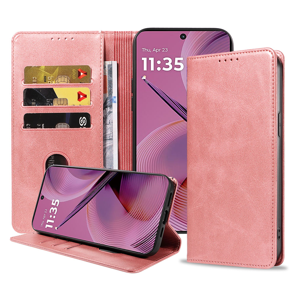 Motorola Moto G55 telefoonhoesje leer met magnetische sluiting en pasjeshouder (1)