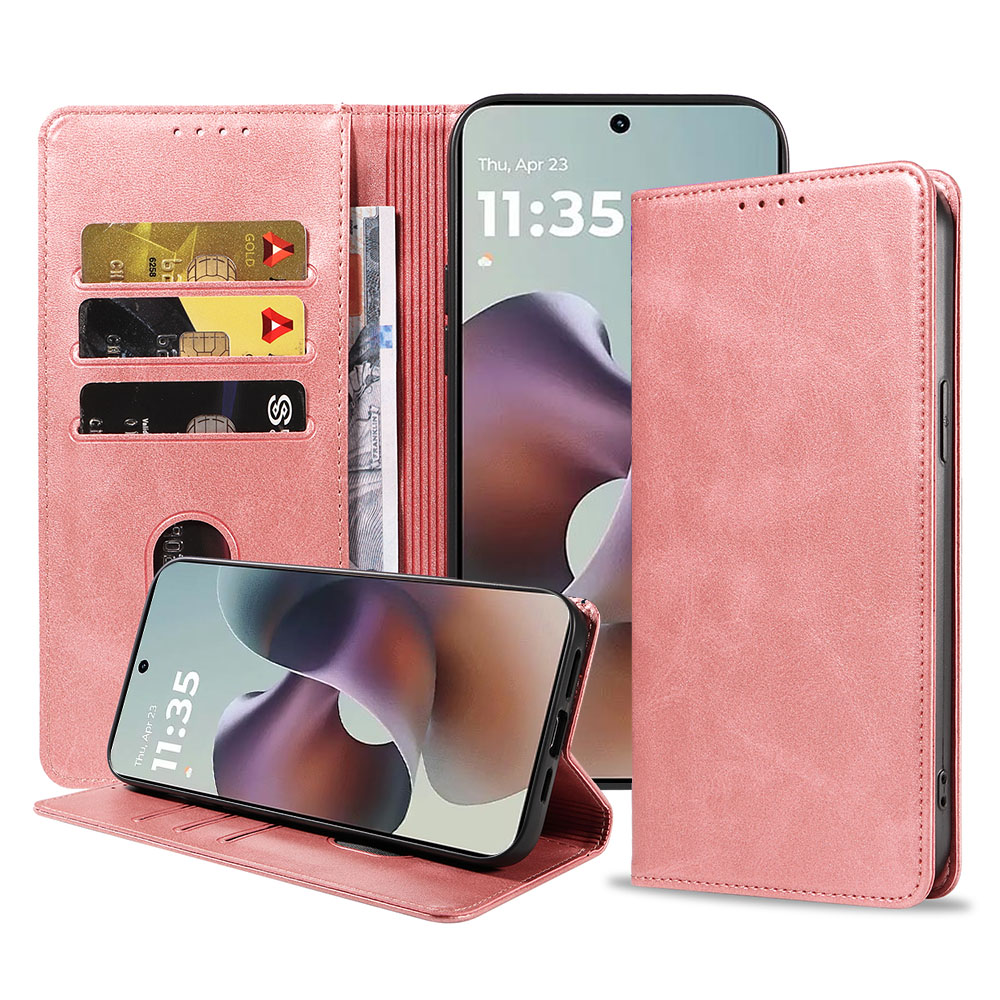 Motorola Moto G56 telefoonhoesje leer met magnetische sluiting en pasjeshouder (1)