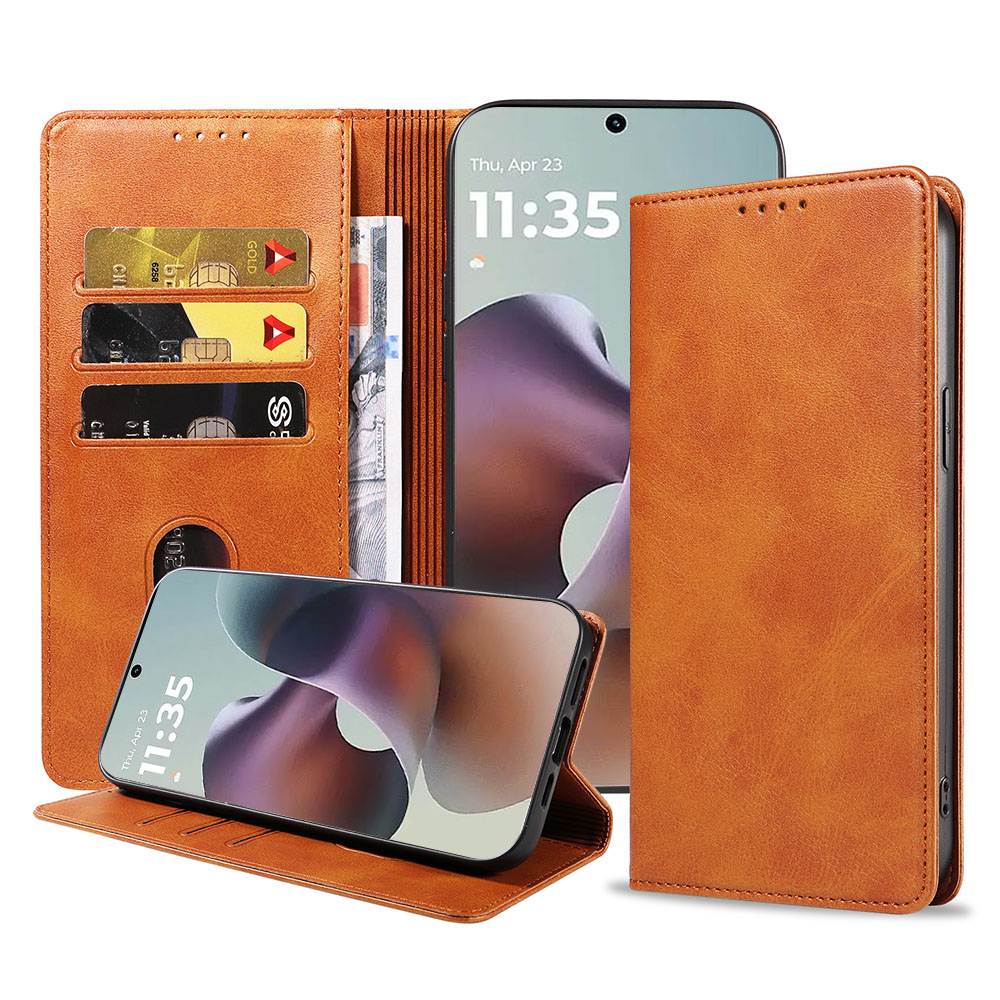 Motorola Moto G56 telefoonhoesje leer met magnetische sluiting en pasjeshouder (1)